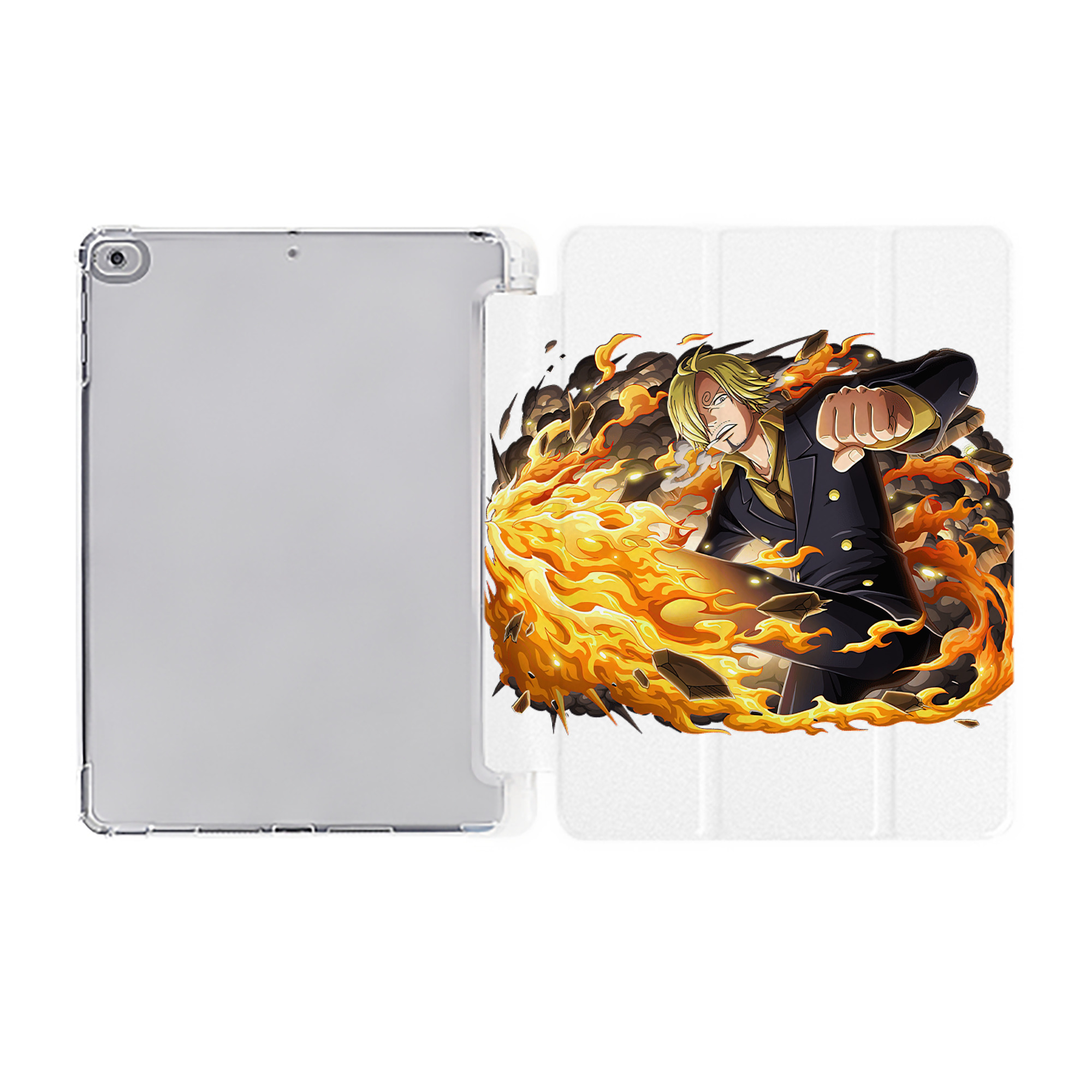 （画像用） ワンピース サンジ ONE PIECE Sanji IPad ケース ペン収納付き 三つ折りスタンド PUレザー×シリコン 対応機種9.5/10.5/10.9インチ